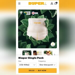Dyper Eco-Friendly Diapers Size 2, 2 New Packs Of 32 Diapers